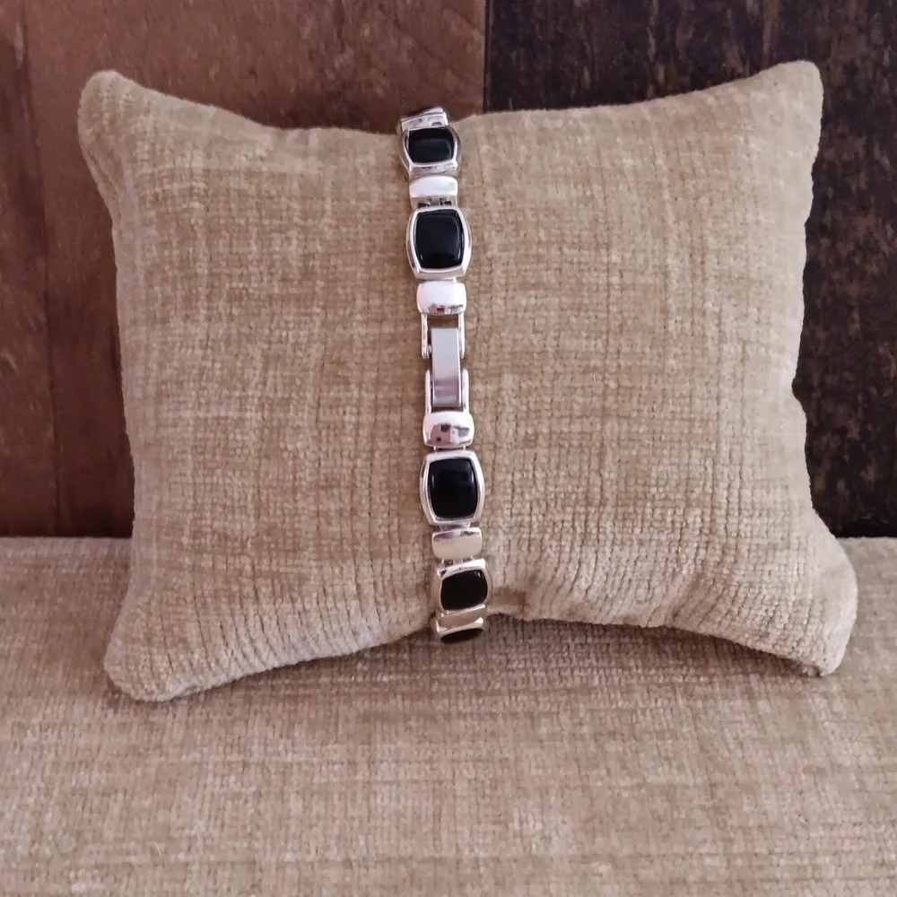 Liz Claiborne Silver Tone Black Bracelet
